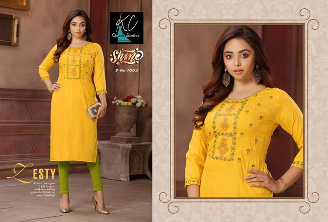 Kc Shine 7 Ethnic Wear Rayon Embroidery Designer Kurti Collection